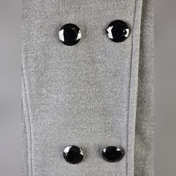 Tanming Gray Lambs Wool Blend Hooded Double Breasted Coat - Picture 7 of 10